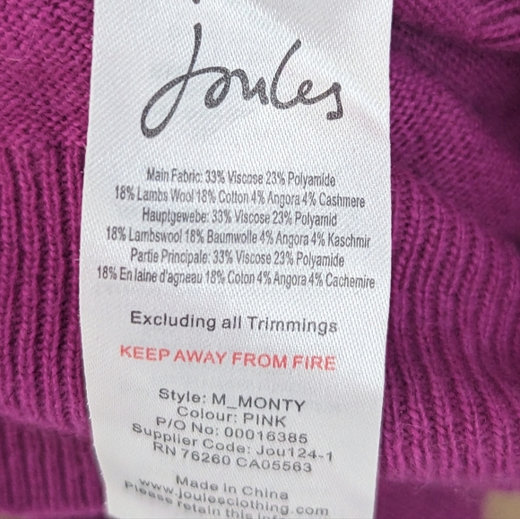 Joules Dog Lamb wool Angora Cashmere Jumper Pink Size 10 Monty Corgi Design - Picture 6 of 6